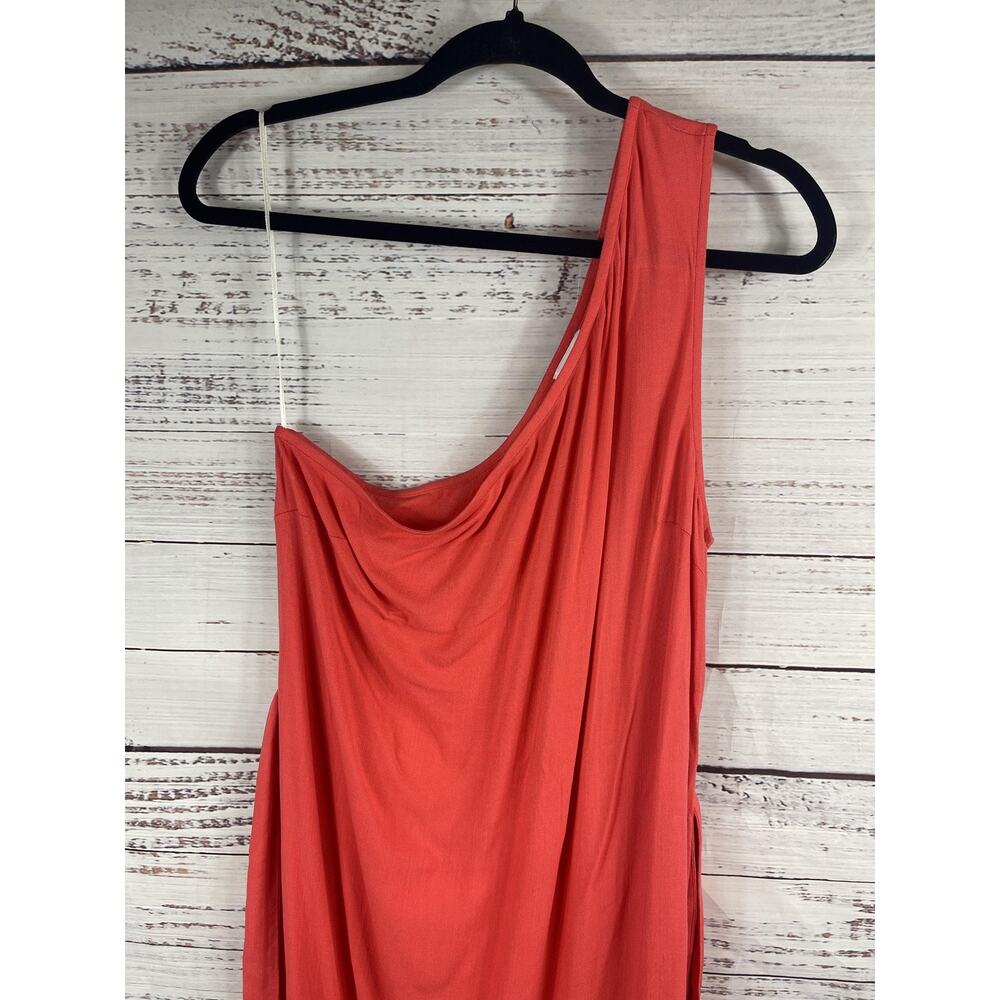 Flagpole NYC Dress Women's XL Red One Shoulder Corsica Side Slit Belted Buttons - Picture 5 of 12